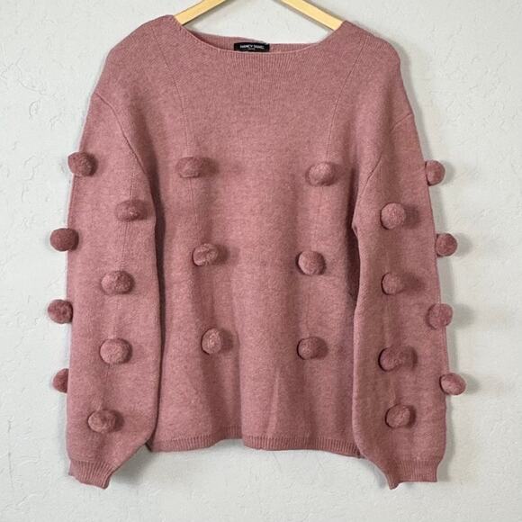 Nancy Yang New York NWt Women's Size Large Pom Heavy Knit Sweater Artsy - Picture 1 of 14